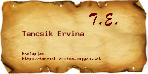 Tancsik Ervina névjegykártya